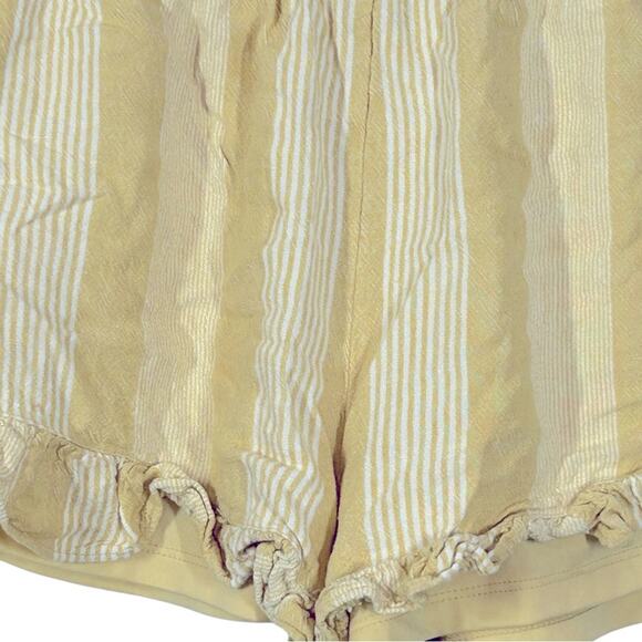American Eagle Linen Blend Ruffle Runner Shorts Yellow Striped Size Small - Picture 6 of 13